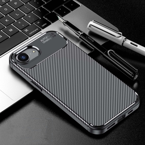 For iPhone SE 2024 Carbon Fiber Texture Shockproof TPU Phone Case(Black)