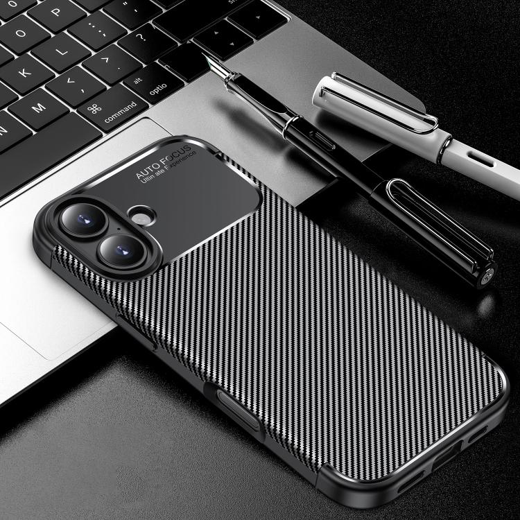 

For iPhone 17 Carbon Fiber Texture Shockproof TPU Phone Case(Black)