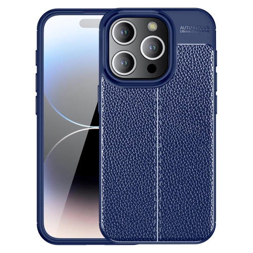 

For iPhone 15 Pro Litchi Texture Shockproof TPU Phone Case(Blue)