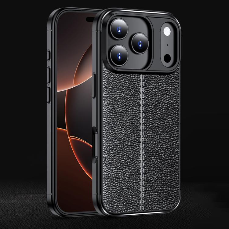 

For iPhone 17 Pro Max Litchi Texture Shockproof TPU Phone Case(Black)