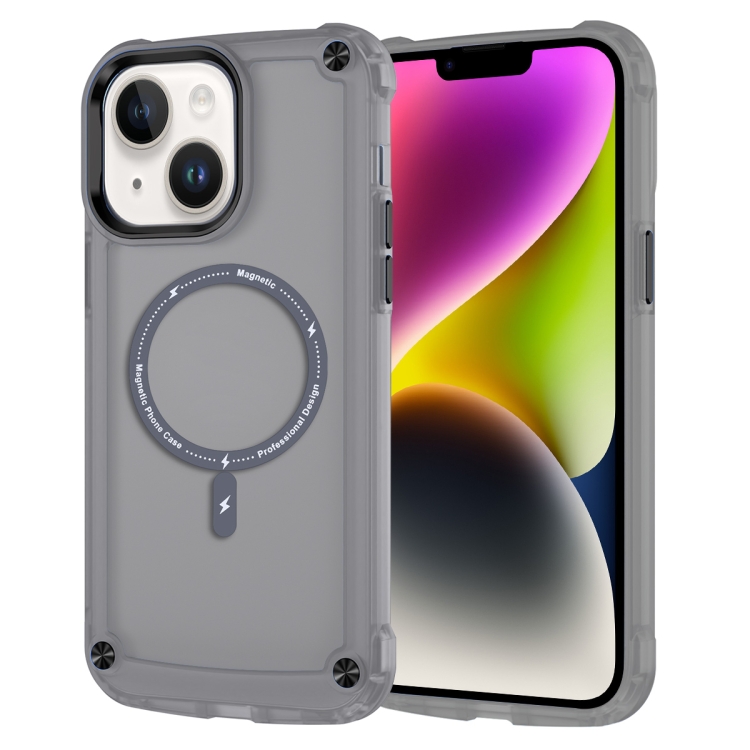 

For iPhone 14 Plus Skin Feel TPU + PC MagSafe Magnetic Phone Case(Transparent Black)