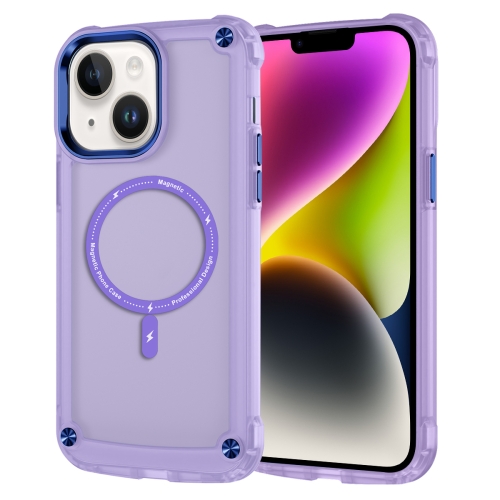 

For iPhone 14 Plus Skin Feel TPU + PC MagSafe Magnetic Phone Case(Transparent Purple)