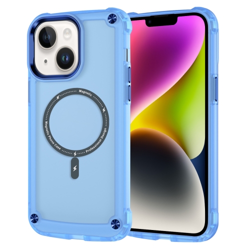 

For iPhone 14 Skin Feel TPU + PC MagSafe Magnetic Phone Case(Transparent Blue)