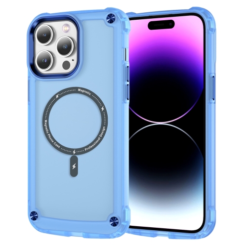 

For iPhone 14 Pro Skin Feel TPU + PC MagSafe Magnetic Phone Case(Transparent Blue)