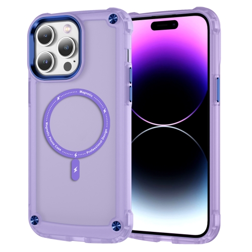 

For iPhone 14 Pro Max Skin Feel TPU + PC MagSafe Magnetic Phone Case(Transparent Purple)