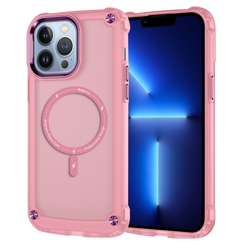 

For iPhone 13 Pro Skin Feel TPU + PC MagSafe Magnetic Phone Case(Transparent Pink)