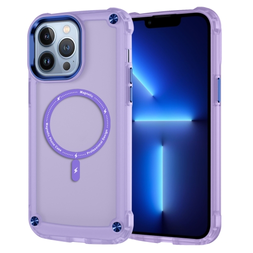 

For iPhone 13 Pro Skin Feel TPU + PC MagSafe Magnetic Phone Case(Transparent Purple)