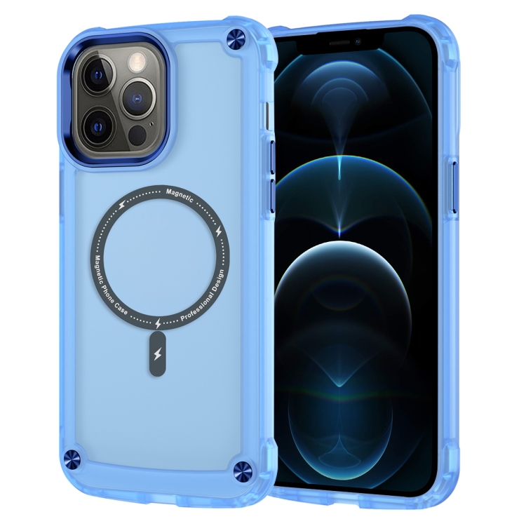 

For iPhone 12 Pro Max Skin Feel TPU + PC MagSafe Magnetic Phone Case(Transparent Blue)