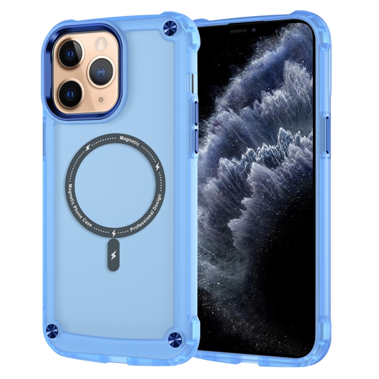 

For iPhone 11 Pro Max Skin Feel TPU + PC MagSafe Magnetic Phone Case(Transparent Blue)