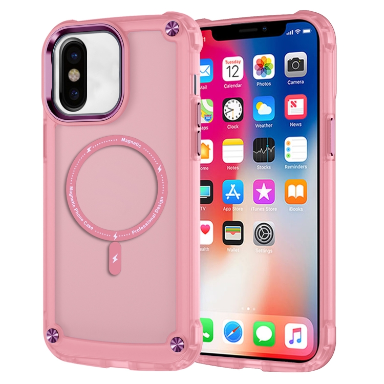 

For iPhone X / XS Skin Feel TPU + PC MagSafe Magnetic Phone Case(Transparent Pink)
