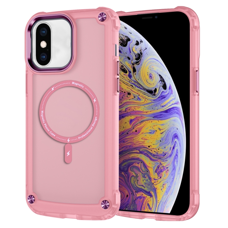 

For iPhone XS Max Skin Feel TPU + PC MagSafe Magnetic Phone Case(Transparent Pink)