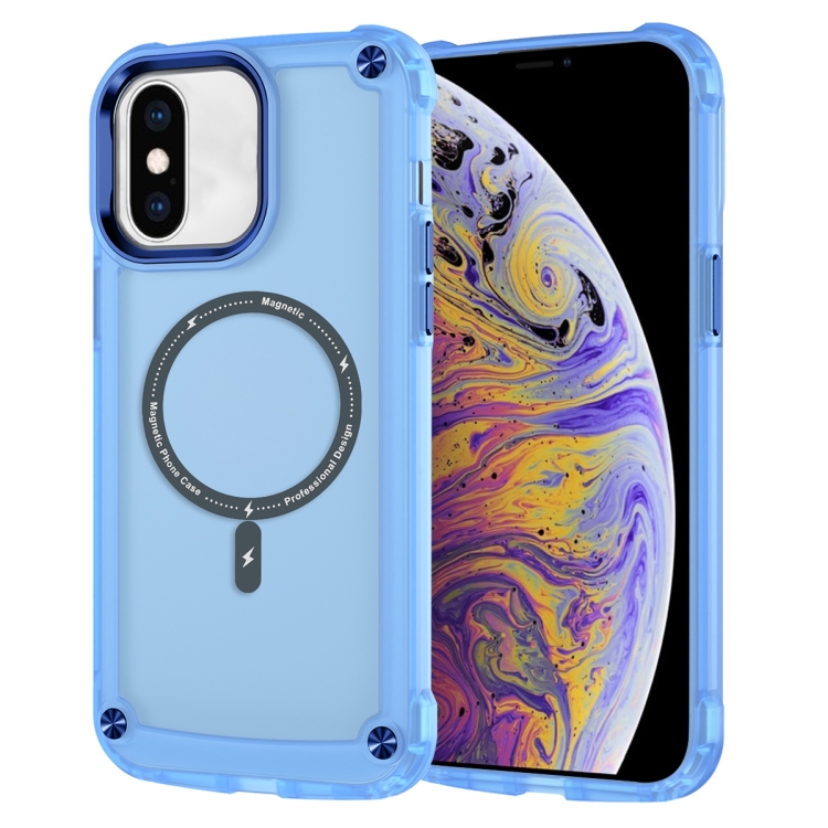 

For iPhone XS Max Skin Feel TPU + PC MagSafe Magnetic Phone Case(Transparent Blue)