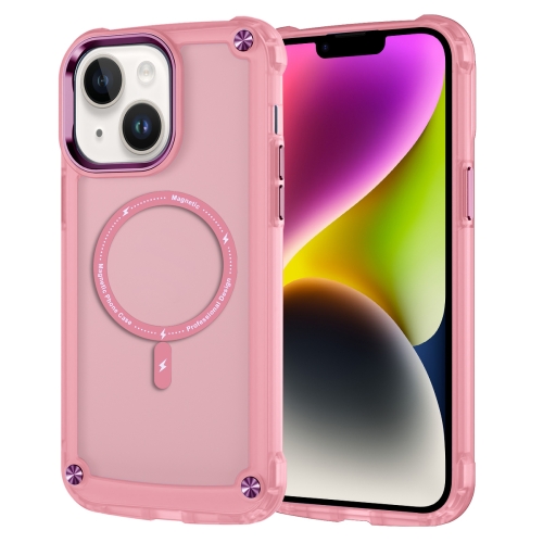 

For iPhone 15 Plus Skin Feel TPU + PC MagSafe Magnetic Phone Case(Transparent Pink)