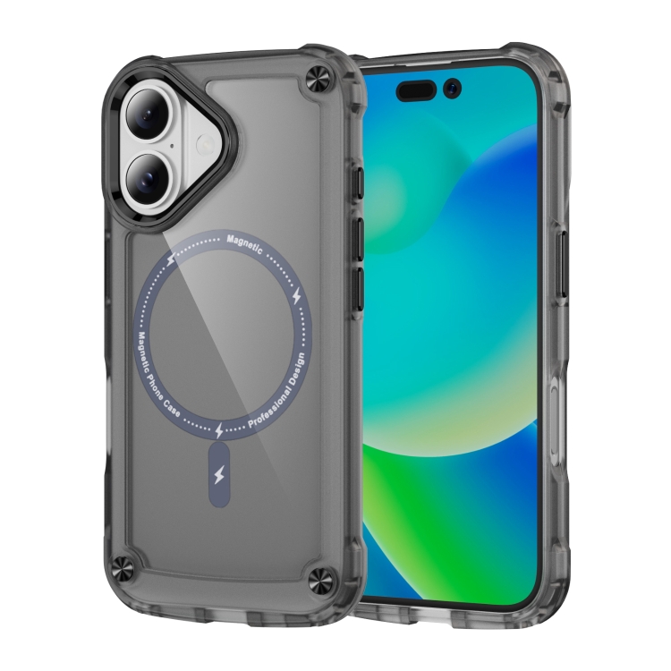 

For iPhone 16 Plus Skin Feel TPU + PC MagSafe Magnetic Phone Case(Transparent Black)