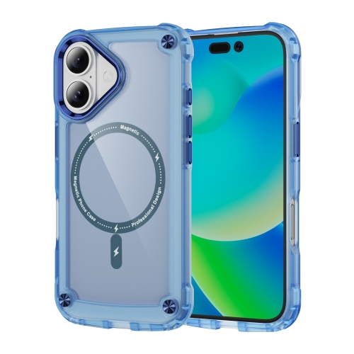 

For iPhone 16 Skin Feel TPU + PC MagSafe Magnetic Phone Case(Transparent Blue)