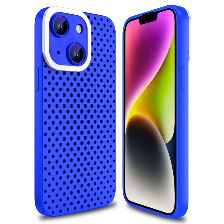 

For iPhone 14 Plus Hollow Heat Dissipation TPU Phone Case(Blue)