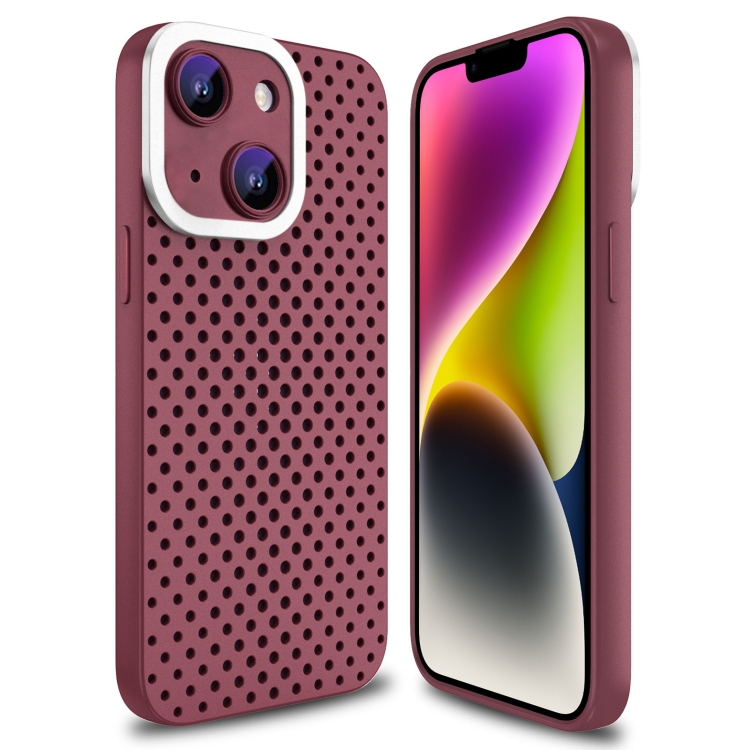 

For iPhone 14 Plus Hollow Heat Dissipation TPU Phone Case(Rose Red)