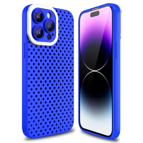 

For iPhone 14 Pro Max Hollow Heat Dissipation TPU Phone Case(Blue)