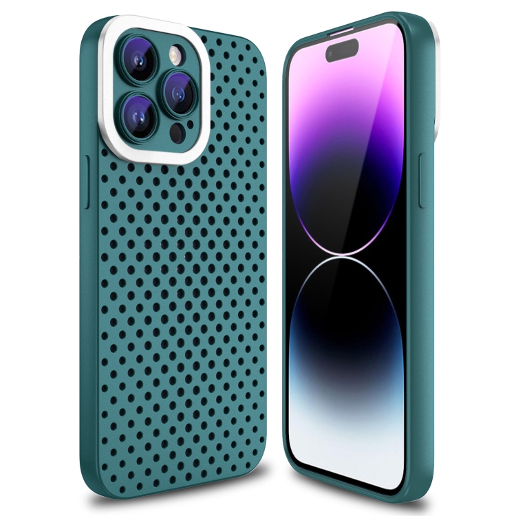 

For iPhone 14 Pro Max Hollow Heat Dissipation TPU Phone Case(Green)