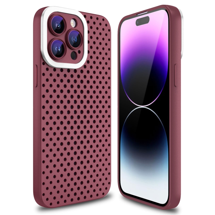

For iPhone 14 Pro Max Hollow Heat Dissipation TPU Phone Case(Rose Red)