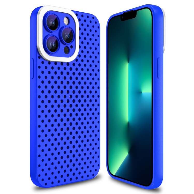 

For iPhone 13 Pro Max Hollow Heat Dissipation TPU Phone Case(Blue)