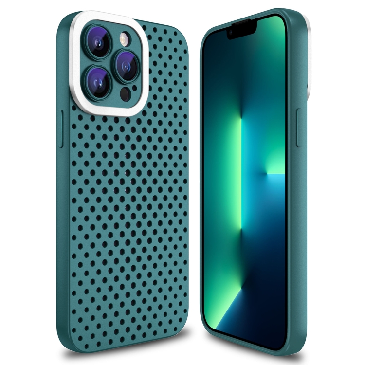 

For iPhone 13 Pro Max Hollow Heat Dissipation TPU Phone Case(Green)