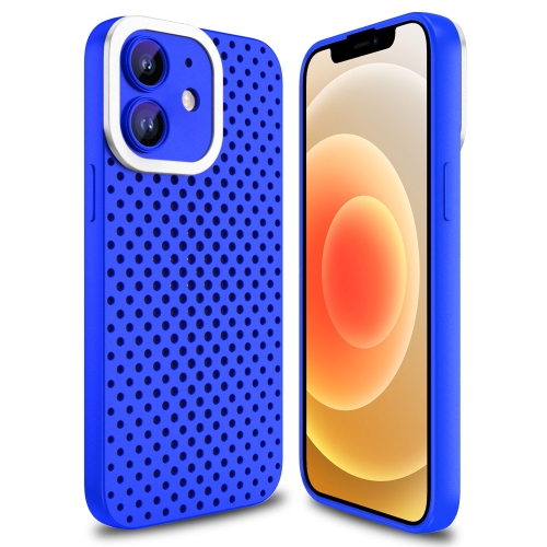 

For iPhone 12 Hollow Heat Dissipation TPU Phone Case(Blue)