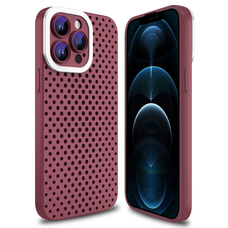 

For iPhone 12 Pro Hollow Heat Dissipation TPU Phone Case(Rose Red)
