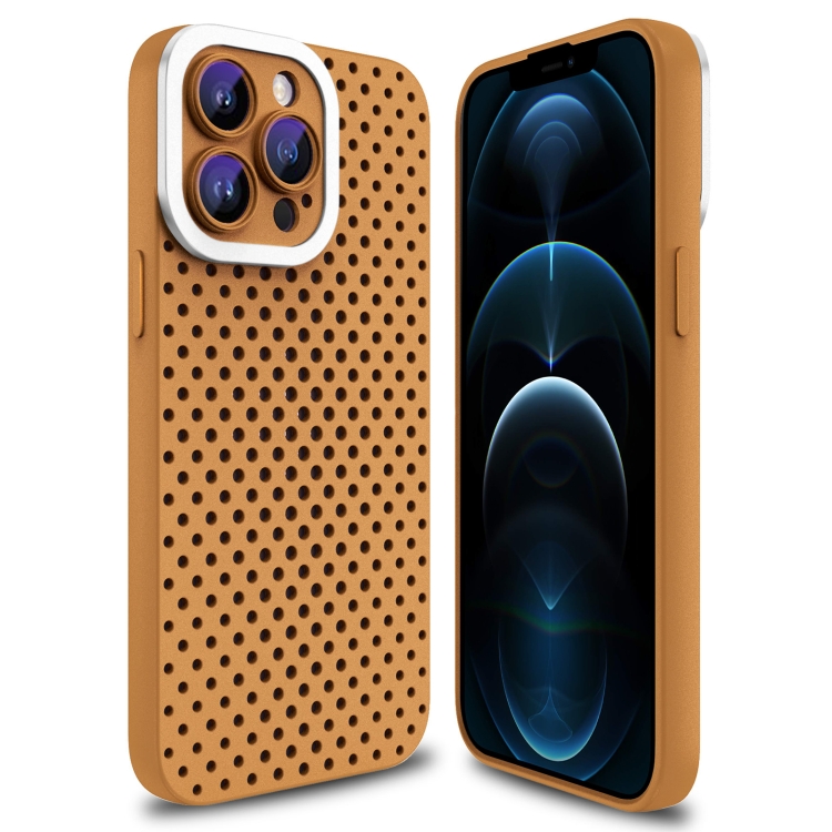 

For iPhone 12 Pro Hollow Heat Dissipation TPU Phone Case(Brown)