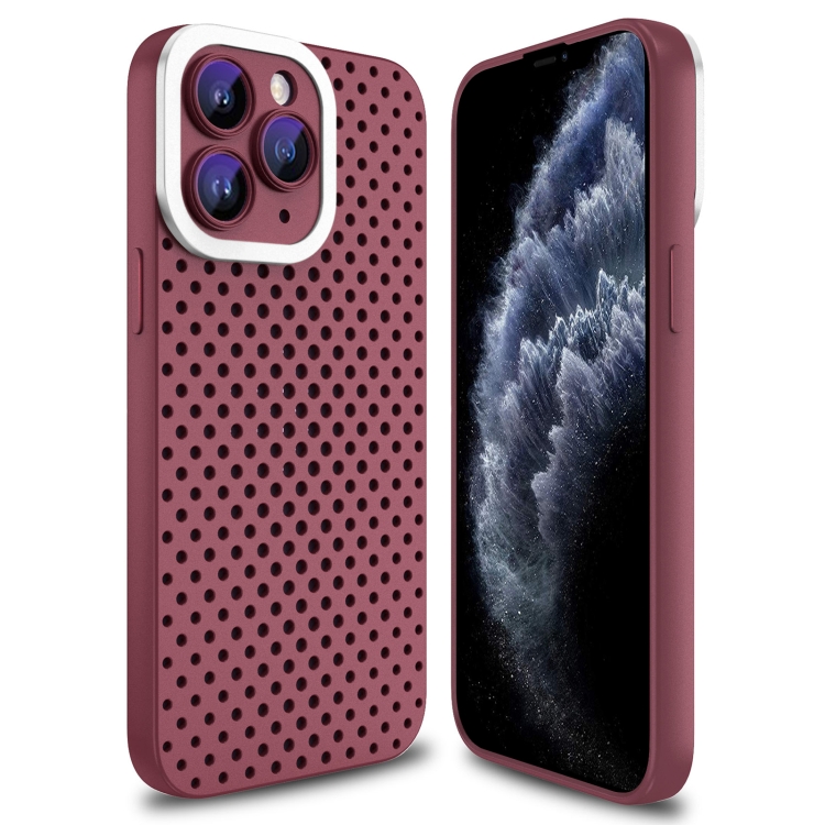 

For iPhone 11 Pro Max Hollow Heat Dissipation TPU Phone Case(Rose Red)