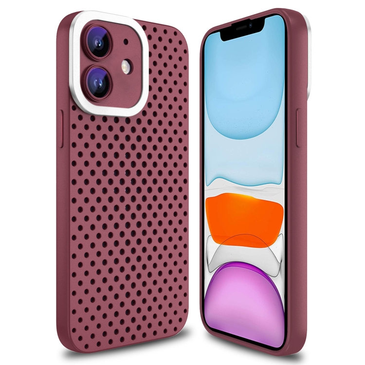 

For iPhone 11 Hollow Heat Dissipation TPU Phone Case(Rose Red)