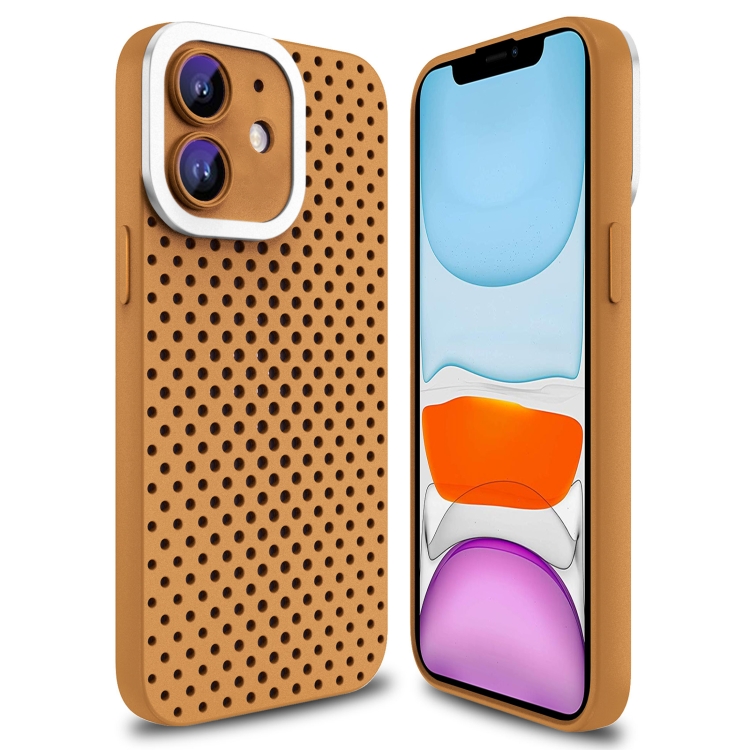 

For iPhone 11 Hollow Heat Dissipation TPU Phone Case(Brown)