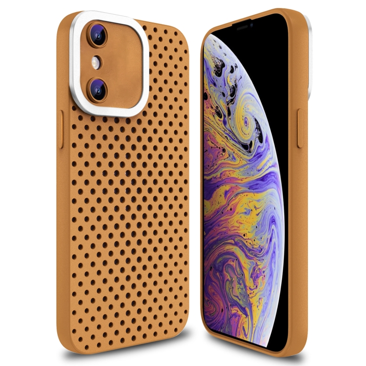 

For iPhone X / XS Hollow Heat Dissipation TPU Phone Case(Brown)