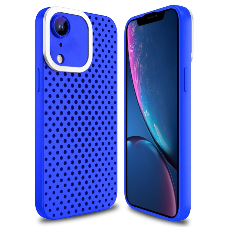 

For iPhone XR Hollow Heat Dissipation TPU Phone Case(Blue)