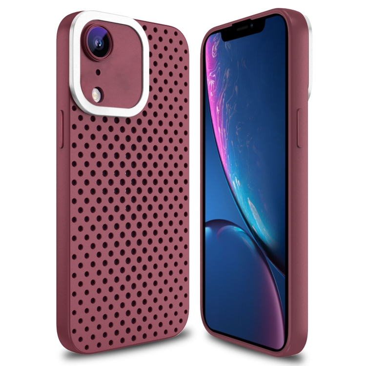 

For iPhone XR Hollow Heat Dissipation TPU Phone Case(Rose Red)