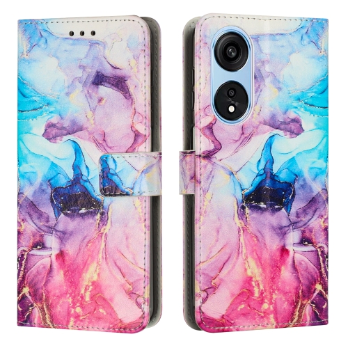 

For OPPO A1 Pro/Reno8 T 5G Global Painted Marble Pattern Leather Phone Case(Pink Purple)