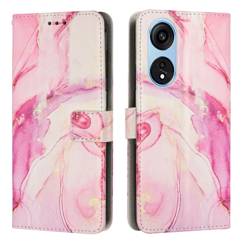 

For OPPO A1 Pro/Reno8 T 5G Global Painted Marble Pattern Leather Phone Case(Rose Gold)