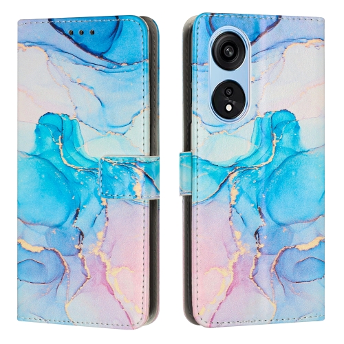 

For OPPO A1 Pro/Reno8 T 5G Global Painted Marble Pattern Leather Phone Case(Pink Green)
