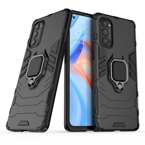 For OPPO Reno4 Pro PC + TPU Anti-fall Protective Case with Ring Holder(Black)