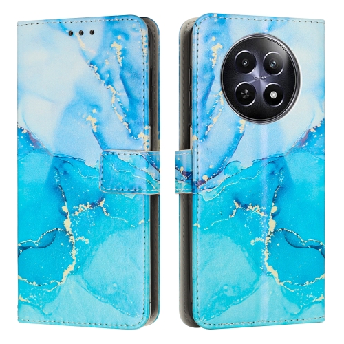 

For Realme 12 5G / 13 5G Global Painted Marble Pattern Leather Phone Case(Blue Green)