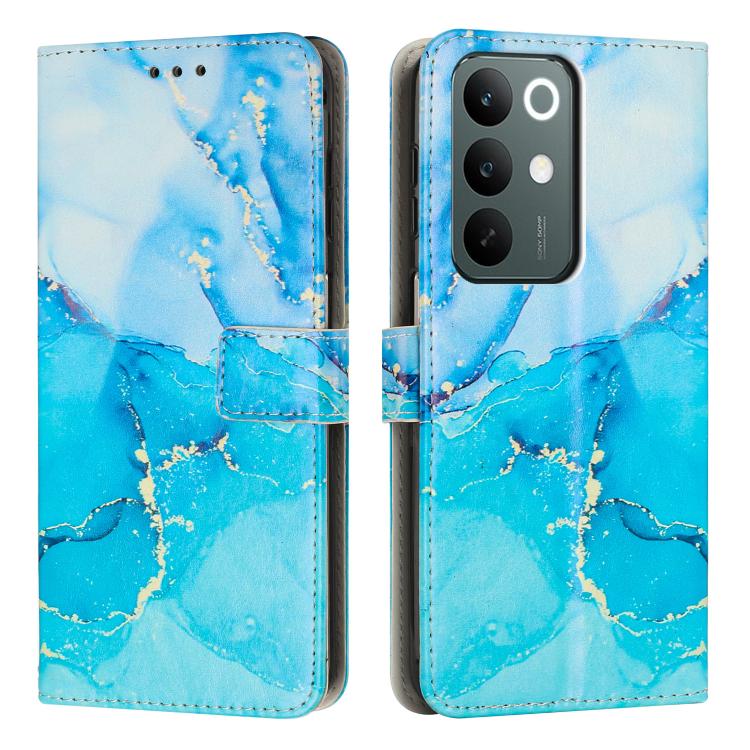 

For Realme C100 / C100i / C100x 4G Painted Marble Pattern Leather Phone Case(Blue Green)