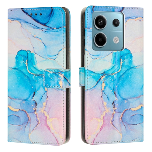 

For Redmi Note 13 Pro 5G Painted Marble Pattern Leather Phone Case(Pink Green)