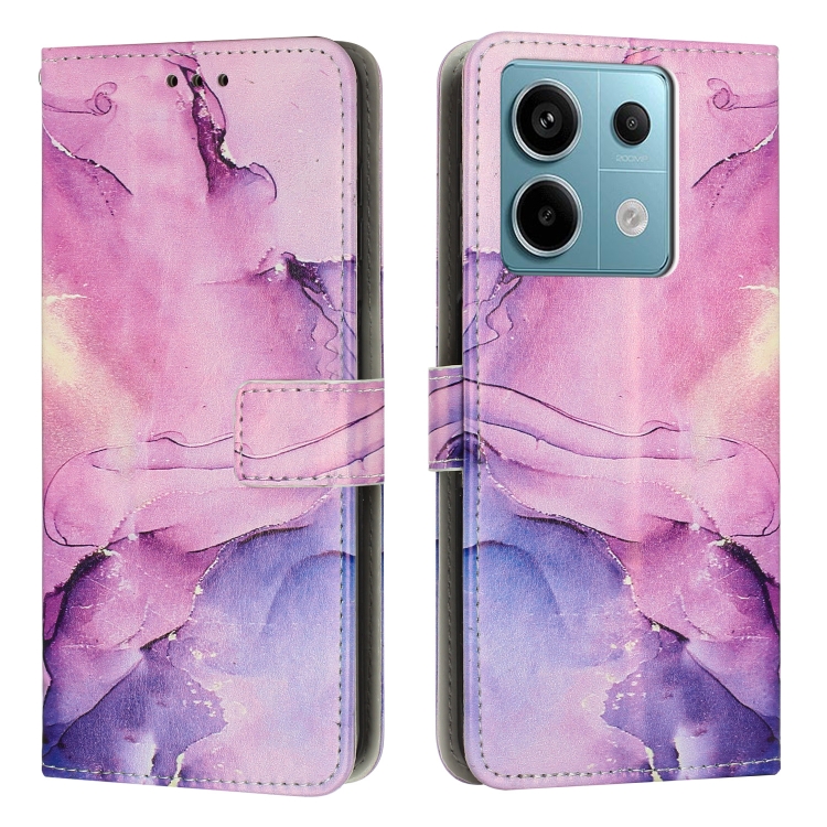 

For Redmi Note 13 Pro 5G Painted Marble Pattern Leather Phone Case(Purple)
