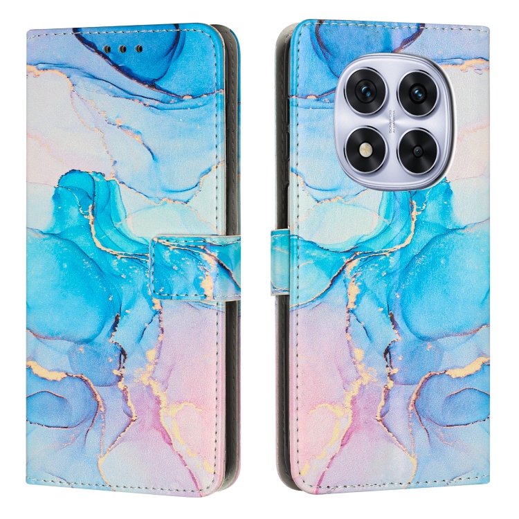 

For Redmi Note 14 Pro 5G Global Painted Marble Pattern Leather Phone Case(Pink Green)