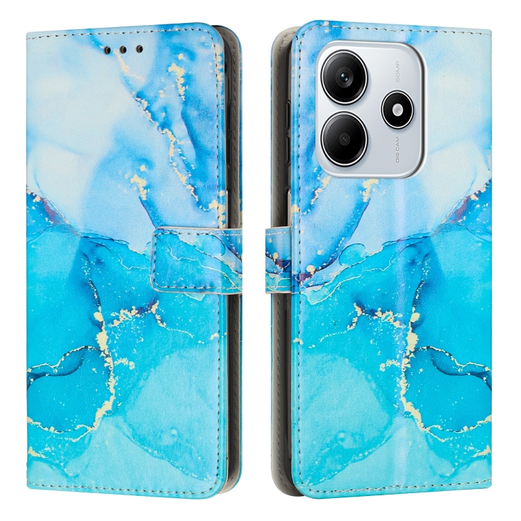 

For Redmi Note 14 5G Global Painted Marble Pattern Leather Phone Case(Blue Green)