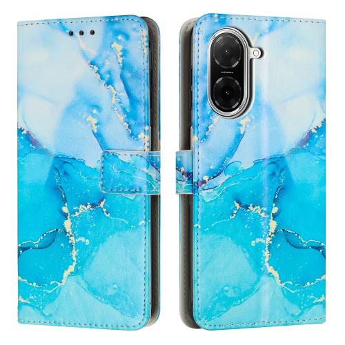 

For Redmi A5 4G 171.7mm / Poco C71 Painted Marble Pattern Leather Phone Case(Blue Green)