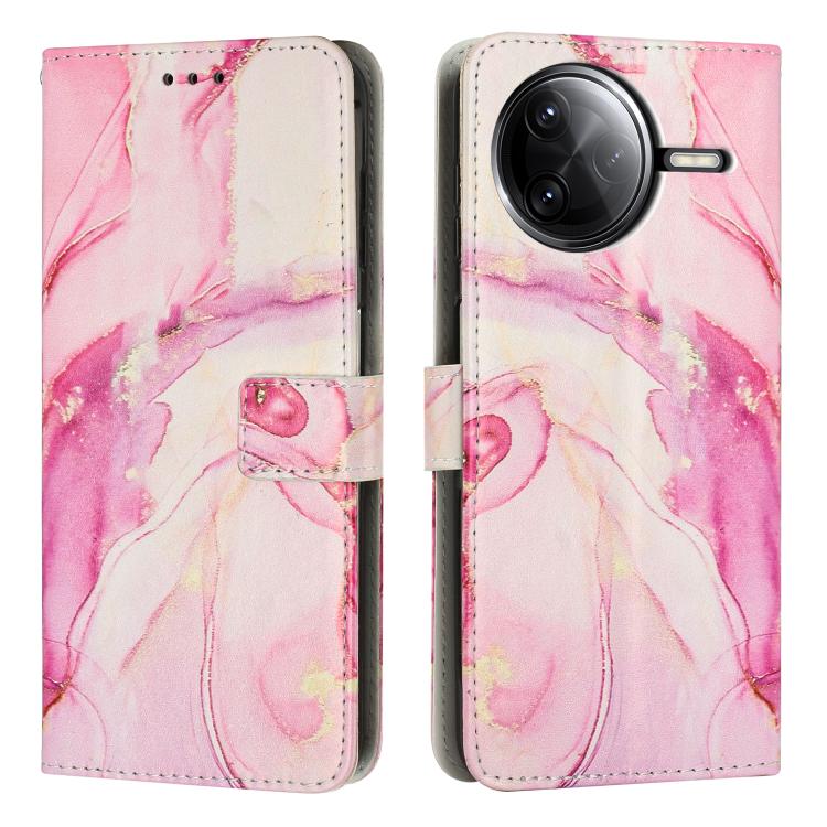 

For Redmi K80 / K80 Pro Painted Marble Pattern Leather Phone Case(Rose Gold)