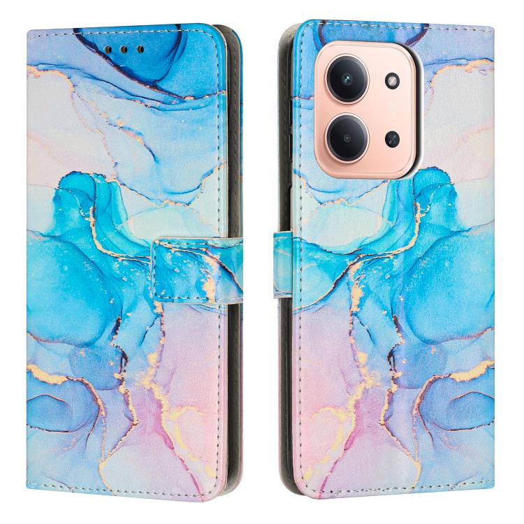 

For Redmi 15C 5G / 4G EU 173mm / Poco C85 5G Painted Marble Pattern Leather Phone Case(Pink Green)