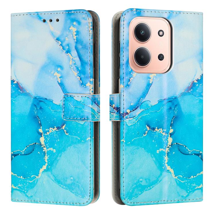 

For Redmi 15C 4G 171.5mm / Poco C85 4G Painted Marble Pattern Leather Phone Case(Blue Green)