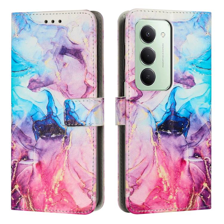 

For Redmi 15 5G Global / 15 4G SEA 169.5mm Painted Marble Pattern Leather Phone Case(Pink Purple)